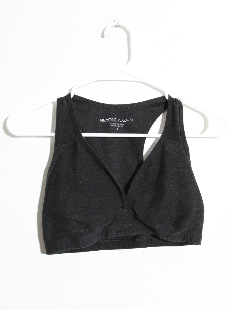 Beyond Yoga Spacedye Lift Your Spirits Bra Darkest Night Gray Size Medium